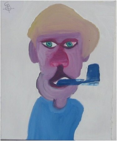 Peinture intitulée "L'homme à la pipe" par Olivier Dumont, Œuvre d'art originale