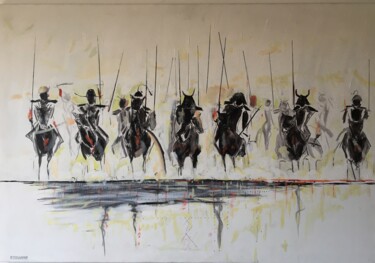 Peinture intitulée "L armée des guerrie…" par Olivier Gouin, Œuvre d'art originale, Huile Monté sur Châssis en bois