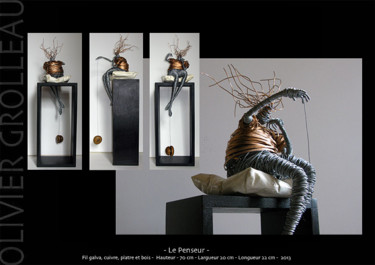 Sculpture intitulée "Le Penseur" par Olivier Grolleau, Œuvre d'art originale, Métaux