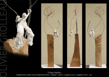 Sculpture intitulée "Tchao pantin" par Olivier Grolleau, Œuvre d'art originale