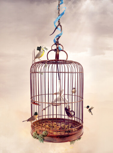 数字艺术 标题为“Femme en cage” 由Olivier Gros, 原创艺术品, 照片蒙太奇