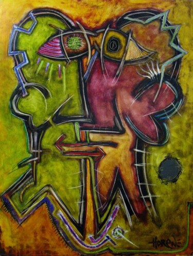 Pintura titulada "Le baiser..." por Olivier Horen, Obra de arte original, Oleo