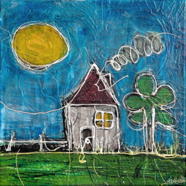 Painting titled "Home" by Olivier Horen, Original Artwork, Acrylic Mounted on Wood Stretcher frame