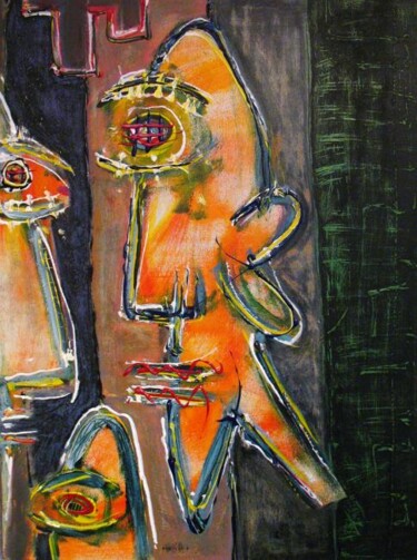 Картина под названием "Jalousies étrangère…" - Olivier Horen, Подлинное произведение искусства, Масло