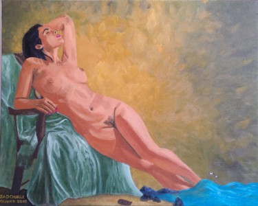 Painting titled "La femme et la mer" by Olivier Jadouille, Original Artwork, Oil