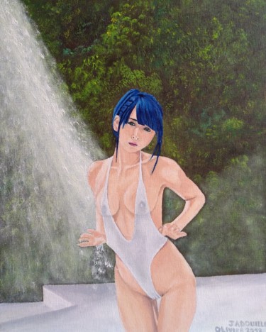 Peinture intitulée "La douche" par Olivier Jadouille, Œuvre d'art originale, Huile