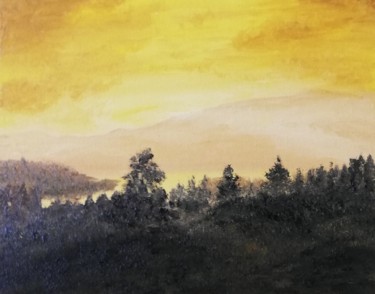 Peinture intitulée "Yellow sky" par Olivier Jadouille, Œuvre d'art originale