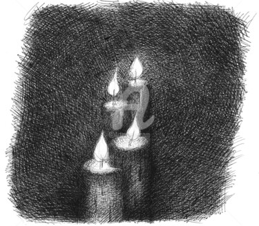 Drawing titled "bougies" by Olivier Junod, Original Artwork, Ballpoint pen