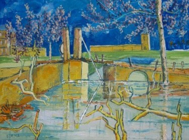 Peinture intitulée "le pont" par Olivier Laplace, Œuvre d'art originale