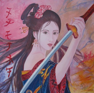 Peinture intitulée "femme samourai" par Olivier Laplace, Œuvre d'art originale