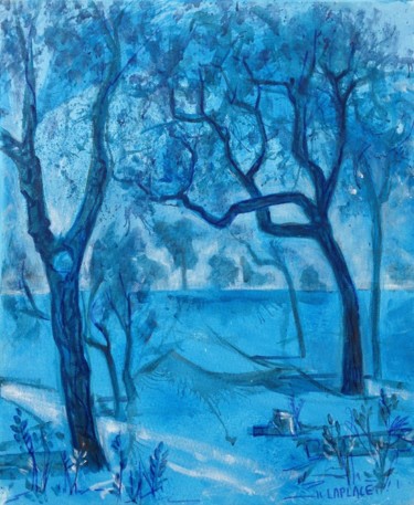 Malarstwo zatytułowany „arbre bleu” autorstwa Olivier Laplace, Oryginalna praca, Akryl