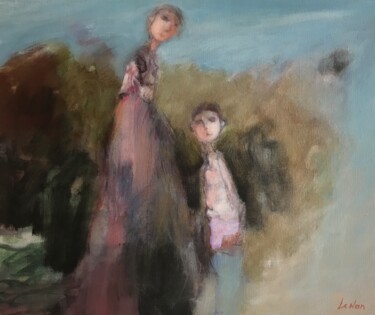 Картина под названием "Montée vers la brume" - Olivier Le Nan, Подлинное произведение искусства, Акрил Установлен на Деревян…