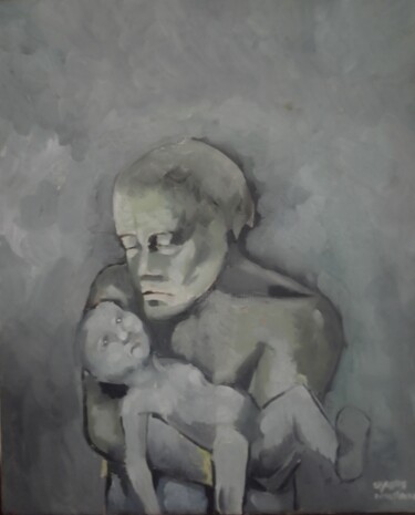 Peinture intitulée "natalité et misère" par Olivier Leclercq (oyans), Œuvre d'art originale, Huile