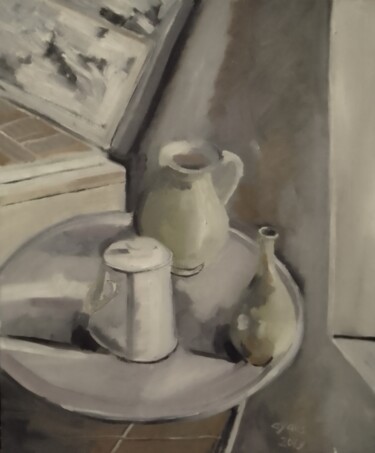 Painting titled "carafe" by Olivier Leclercq (oyans), Original Artwork, Oil Mounted on Wood Stretcher frame