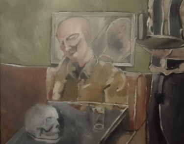 Peinture intitulée "le bar de la derniè…" par Olivier Leclercq (oyans), Œuvre d'art originale, Huile Monté sur Châssis en bo…