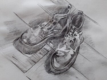 Drawing titled "chaussures" by Olivier Leclercq (oyans), Original Artwork, Charcoal