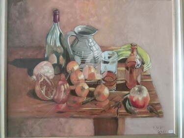 Painting titled "mandarine verre de…" by Olivier Leclercq (Oyans), Original Artwork, Oil