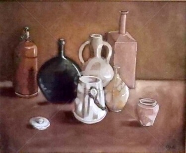 Peinture intitulée "vases et pots de te…" par Olivier Leclercq (Oyans), Œuvre d'art originale, Huile