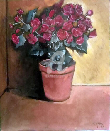 Peinture intitulée "bouquet" par Olivier Leclercq (Oyans), Œuvre d'art originale, Huile