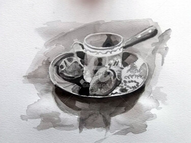 Dessin intitulée "lavis café fraise" par Olivier Leclercq (Oyans), Œuvre d'art originale, Encre