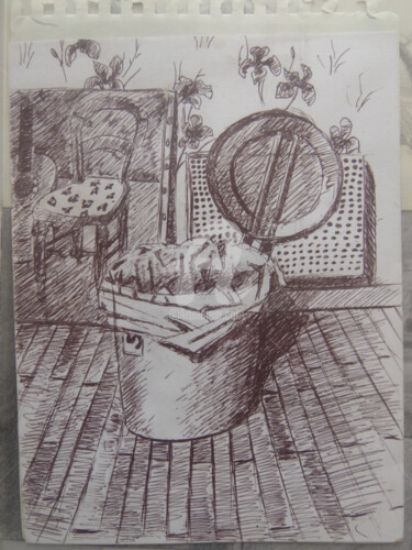 Dessin intitulée "la poubelle" par Olivier Leclercq (Oyans), Œuvre d'art originale, Encre