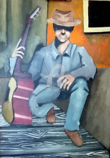 Peinture intitulée "le guitariste" par Olivier Leclercq (Oyans), Œuvre d'art originale