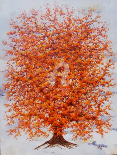 Arbre orange Peinture intitulée "Arbre orange" par Olivier Lecourtois, Œuvre d'art originale, Huile