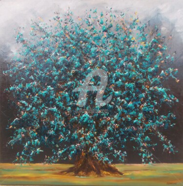 "Arbre menthe" Peinture intitulée ""Arbre menthe"" par Olivier Lecourtois, Œuvre d'art originale, Huile