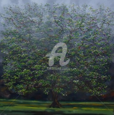 Grand arbre vert Peinture intitulée "Grand arbre vert" par Olivier Lecourtois, Œuvre d'art originale, Acrylique