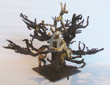 Sculpture intitulée "L'arbre aux hommes" par Olivier Lecourtois, Œuvre d'art originale, Bronze