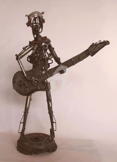 Sculpture intitulée "Le bassiste" par Olivier Lecourtois, Œuvre d'art originale, Métaux