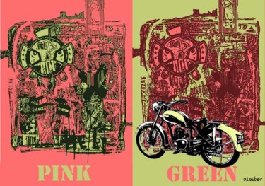 Peinture intitulée "pink green" par Olivier Loubet, Œuvre d'art originale
