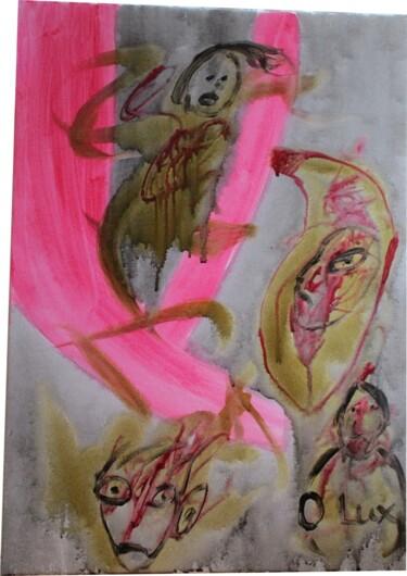 Painting titled "Difficultés" by Olivier Lux, Original Artwork, Watercolor