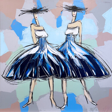 Painting titled "Les filles bleues m…" by Olivier Messas, Original Artwork, Acrylic Mounted on Wood Stretcher frame
