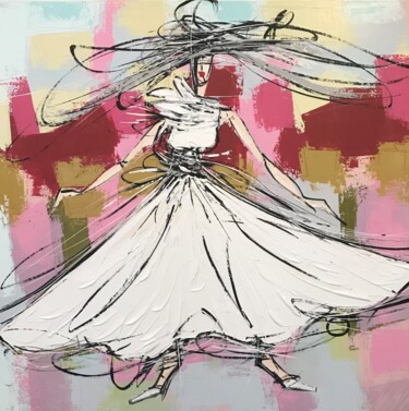 Pittura intitolato "La fille à la robe…" da Olivier Messas, Opera d'arte originale, Acrilico Montato su Telaio per barella i…