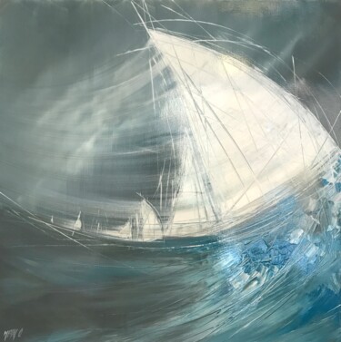 Le vent dans les voiles… (ESPRIT VOILE 2015) Pintura titulada "Le vent dans les vo…" por Olivier Messas, Obra de arte original, Acrílico Montado en Bastidor de camilla d…