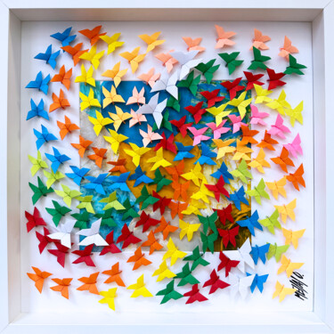 Peinture intitulée "Des papillons dans…" par Olivier Messas, Œuvre d'art originale, Collages Monté sur Plexiglas