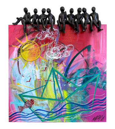 "Les colonies de vac…" başlıklı Heykel Olivier Messas tarafından, Orijinal sanat, Ahşap Ahşap panel üzerine monte edilmiş