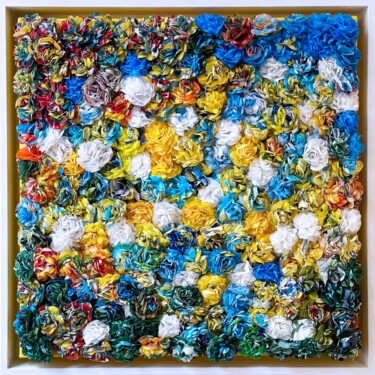 Collages intitulée "Couleurs des champs…" par Olivier Messas, Œuvre d'art originale, Collages Monté sur Châssis en bois