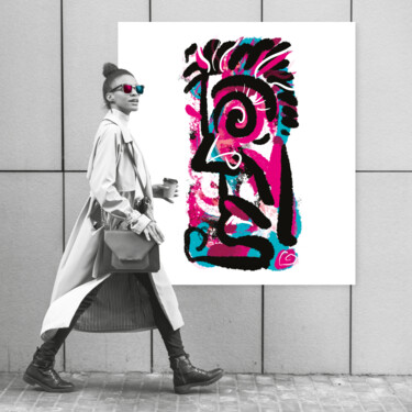 Цифровое искусство под названием "VISAGE BLEU ROSE -…" - Olivier Nonis, Подлинное произведение искусства, Цифровая живопись