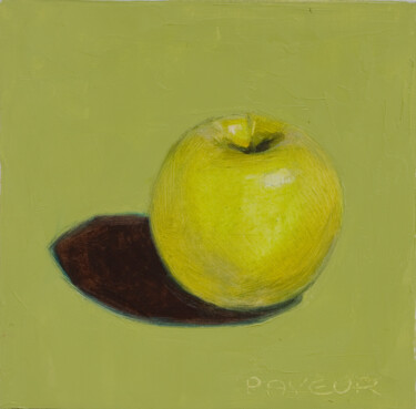 Malerei mit dem Titel "green apple on green" von Olivier Payeur, Original-Kunstwerk, Öl