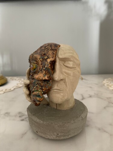 Sculpture titled "L'Aveugle" by Olivier Poulin, Original Artwork, Clay