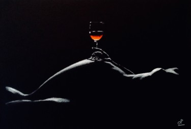 Dessin intitulée "vin et sensualité 2" par Olivier Pringal, Œuvre d'art originale, Pastel
