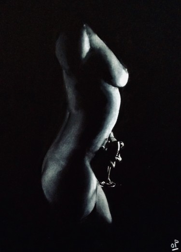 Dessin intitulée "Vin et sensualité 3" par Olivier Pringal, Œuvre d'art originale, Pastel