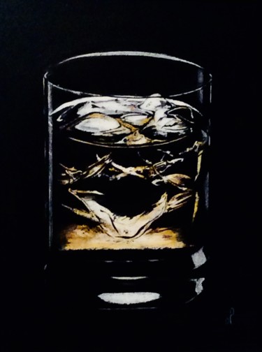 Dessin intitulée "Whiskey and light" par Olivier Pringal, Œuvre d'art originale, Pastel