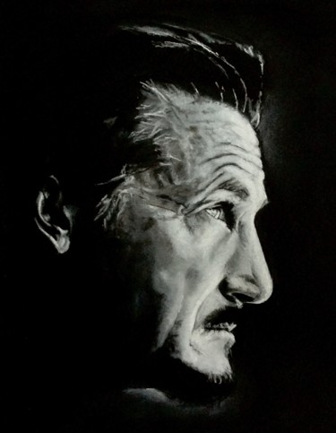 Рисунок под названием "Sean Penn" - Olivier Pringal, Подлинное произведение искусства, Пастель Установлен на Другая жесткая…