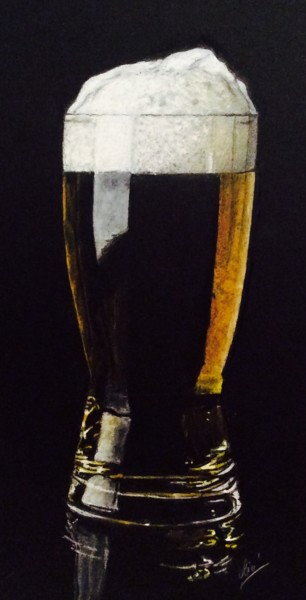 Dessin intitulée "Light and beer" par Olivier Pringal, Œuvre d'art originale, Pastel