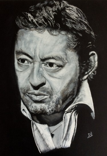 图画 标题为“Serge Gainsbourg” 由Olivier Pringal, 原创艺术品, 粉笔