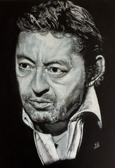 Zeichnungen mit dem Titel "Serge Gainsbourg" von Olivier Pringal, Original-Kunstwerk, Kreide