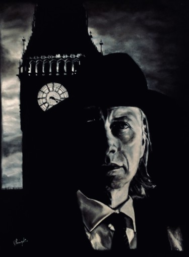 Drawing titled "Night in London" by Olivier Pringal, Original Artwork, Chalk